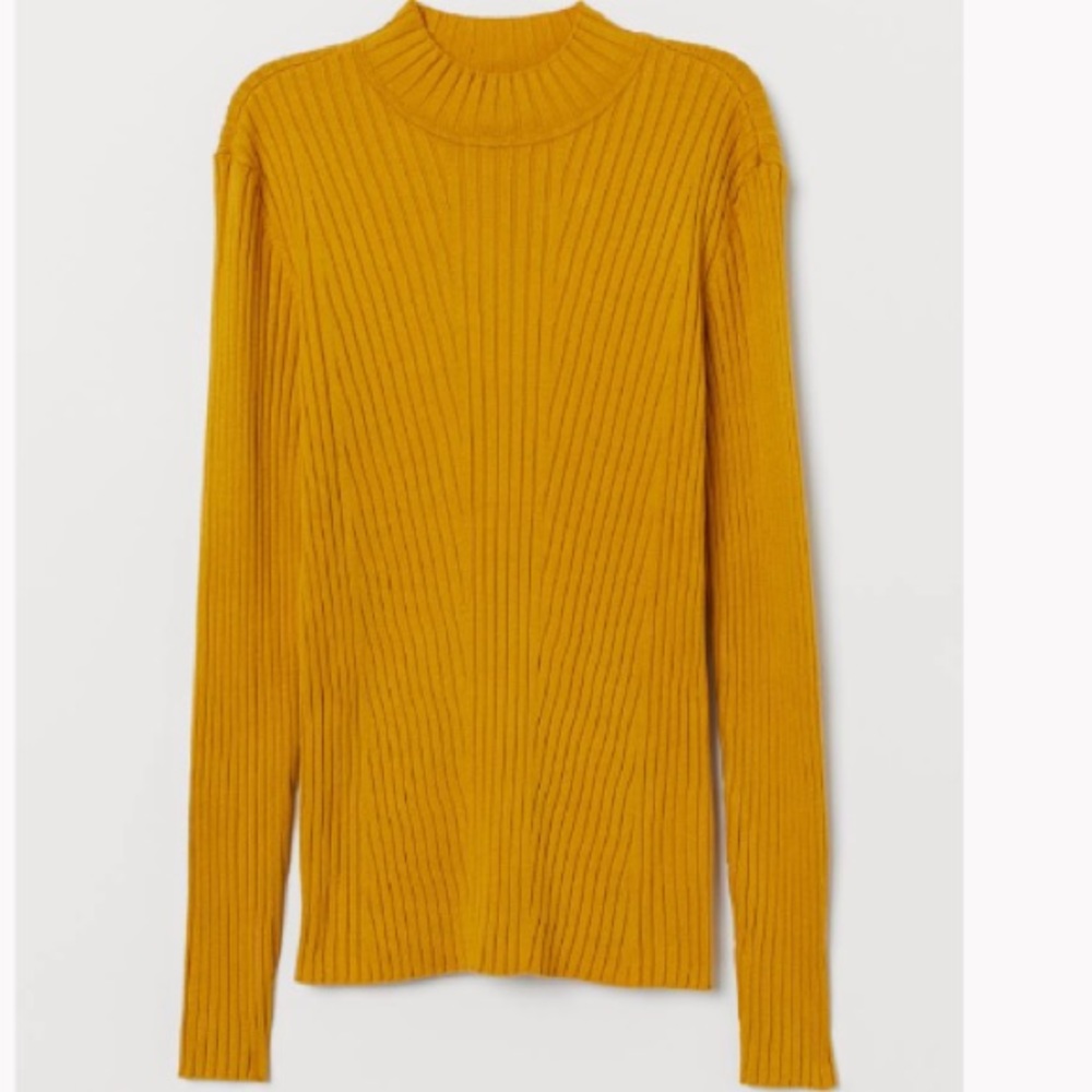 H&M Dark yellow, Ribbed,mock turtleneck, womens X-Small, fitted.